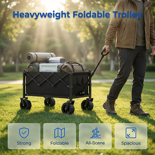 📢 50% RABATT! 🛒 Faltbarer Transportwagen mit Rädern 🌿 Stabiler Stahlrahmen & 80 kg Traglast für Garten, Camping und Strand