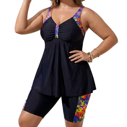 👙 ZEITLICH BEGRENZT 50% RABATT! 💥 Damen Fließendes Tankini-Oberteil und Shorts Badeanzug – Bauchkontrolle, Boy Shorts, Stützend ✨